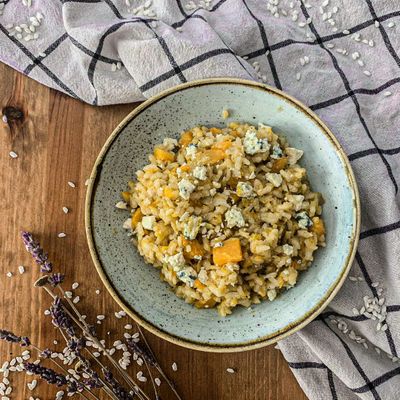 Risotto de calabaza con roquefort