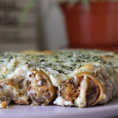 Canelones de berenjena y atún