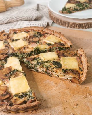 QUICHE DE ESPINACAS, CHAMPIÑONES Y BRIE