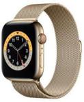 Apple Watch 6 Cellular Koperta 40mm Złota ze Stali Nierdzewnej z Bransoletą Mediolańską Złotą (M06W3WBA)