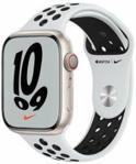 Apple Watch Nike Series 7 Cellular Koperta 45 mm z aluminium w kolorze księżycowej poświaty z paskiem sportowym Nike w kolorze platyny (MKL43WB/A)