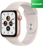 Apple Watch SE Cellular Koperata 44mm Złota z Aluminium Z Opaską Sportową księżycowa Poświata (MKT13WBA)