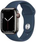 Apple Watch Series 7 Cellular Koperta 41 mm ze stali nierdzewnej w kolorze grafitowym z paskiem sportowym w kolorze niebieskim (MKJ13WB/A)