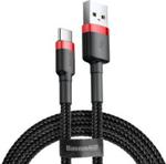 Baseus Cafule Cable wytrzymały nylonowy kabel przewód USB / USB-C QC3.0 2A 3M czarno-czerwony (CATKLF-U91)