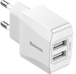 Baseus Mini Dual-U Charger 2xUSB-A White (BSU022WHT)