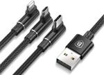 Baseus MVP kątowy 3w1 micro USB - USB-C - Lightning 120cm black