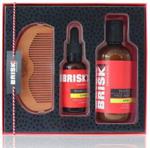 Brisk Grooming Citrus, Zestaw do Brody, Płyn do Mycia Twarzy 150ml, Olejek do Brody 30ml, Grzebień