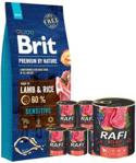 BRIT Premium By Nature Sensitive Lamb 15kg + Rafi z wołowiną 6x800g