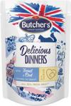 Butcher's Delicious Dinners Cat z pstrągiem i dorszem kawałki w sosie 6x100g