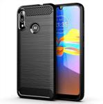 Carbon Case elastyczne etui pokrowiec Motorola Moto E6 Plus czarny