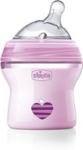 Chicco Butelka plastikowa NaturalFeeling + Smoczek silikonowy przepływ wolny 0+ Różowa 150ml