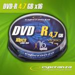 DVD-R Esperanza [ cake box 10 , 4.7GB , 16x ] - E5905784763262 - E5905784763262