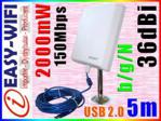 EASY-WIFI ANTENA AKTYWNA WIFI SKY 5M USB INTERNET DO 10KM (63)