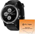 Garmin Fenix 5S Plus Srebrny Z Czarnym Paskiem (0100198721)