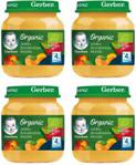 Gerber Organic Jabłko Brzoskwinia Morela dla niemowląt po 4 Miesiącu 4x125g