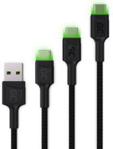 GREEN CELL Kabel USB - USB Typ-C 0.3 m/1.2 m/2 m Czarny (KABGCSET01)