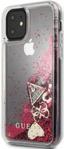 GUESS GUHCN61GLHFLRA IPHONE 11 RASPBERRY HARD CASE GLITTER HEARTS