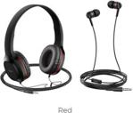 HOCO zestaw słuchawkowy / słuchawki nagłowne W24 czerwone