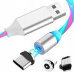 INNY KABEL MAGNETYCZNY 3W1 USB MICRO IPHONE TYP-C LED WIELOKOLOROWY (MAREC2730)