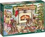 Jumbo Puzzle 500El. Falcon Christmas Puppies Świąteczne Szczenięta Debbie Cook
