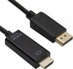 JUST-LINK KABEL KABEL DISPLAY PORT DO HDMI 1,8M DP DISPLAYPORT 4K JLD1011