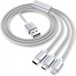 KABEL ŁADOWARKA 3w1 DO IPHONE / MICRO USB / TYP-C