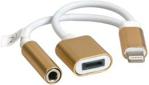 Kabel USB Tracer Lightning - Lightning + Mini Jack 3.5mm (M/Ż/Ż) Biały 0.15m (TRAKBK45867)