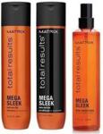 Matrix Total Results Mega Sleek Zestaw Wygładzający do Włosów Niezdyscyplinowanych Szampon 300ml + Odżywka 250ml + Iron Smoother 250ml