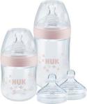 Nuk Ns100R Butelka 260Ml + 150Ml + Smoczek 0-6M Różowy