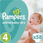 Pampers Active Baby-Dry rozmiar 4 (Maxi), 58 pieluszek