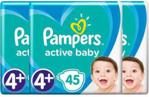 PAMPERS ACTIVE BABY PIELUCHY 4+ 10 -15 KG, 3X45 SZT. + KOSMETYCZKA