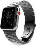 PASEK STAINLESS - APPLE WATCH 1/2/3/4/5/6/SE 42/44MM czarny