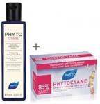 Phyto Phytocyane Set ZESTAW Szampon wzmacniający włosy 250 ml + Rewitalizujące ampułki przeciw wypadaniu włosów dla kobiet 12x7,5 ml