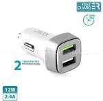 puro Mini Car Fast Charger Uniwersalna ładowarka samochodowa 2 x USB 2.4 A square (biały)