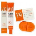 Some By Mi V 10 Vitamin Tone Up Cream + Pure Vitamin C Cleansing Bar ZESTAW Krem składający się z 10 różnych witamin + Mydło