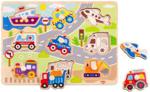 Tooky Toy Drewniane Puzzle Transport Pojazdy Z Pinezkami Do Dopasowania