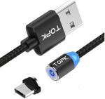 TOPK MAGNETYCZNY KABEL MICRO USB NYLON 1M 2,4A - CZARNY (390UNIW)