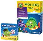 Tran Moller's Omega-3 Rybki smak malinowy, 36 sztuk + Alfa i Omega rodzinna gra w pary