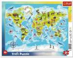 Trefl Puzzle 25el. Ramkowe Mapa Świata Ze Zwierzętami 31340