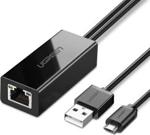 UGREEN ADAPTER SIECIOWY 30985 MICRO USB DO RJ45, DO TV STICKÓW I CHROMECASTÓW (CZARNY) (UGR311BLK)