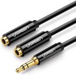 Ugreen kabel przewód rozdzielacz słuchawkowy 3,5 mm mini jack AUX 25cm czarny (20816)