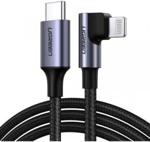 UGREEN MFI KĄTOWY KABEL PRZEWÓD Z BOCZNYM WTYKIEM USB TYP C - LIGHTNING POWER DELIVERY 3 A 1 M SZARY (60763 US305) (56583)