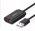 Ugreen Zewnętrzny Adapter Dźwięku USB 15 Cm Czarny (30724)