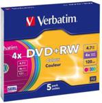 Verbatim DVD+RW 4x 4.7GB (Slim 5) COLOUR (43297)