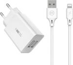 Wk Design 2x USB 2 A + kabel USB - Lightning 1m Biały (WP-U56 Lighting white)