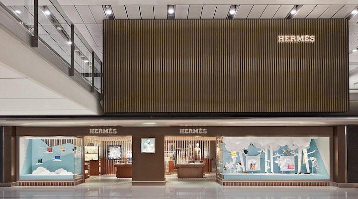 Hermes & Louis Vuitton Unveiled Duplex Flagship Stores at Hong Kong Airport