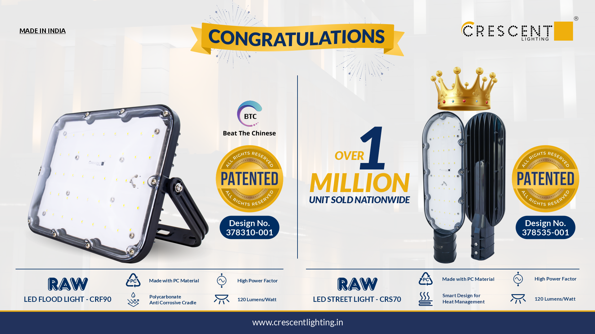 Crescent Lighting Receives Patent for RAW LED Street Light & Flood Light