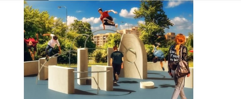 World’s First 3D-printed Parkour Playground with Recycled Concrete