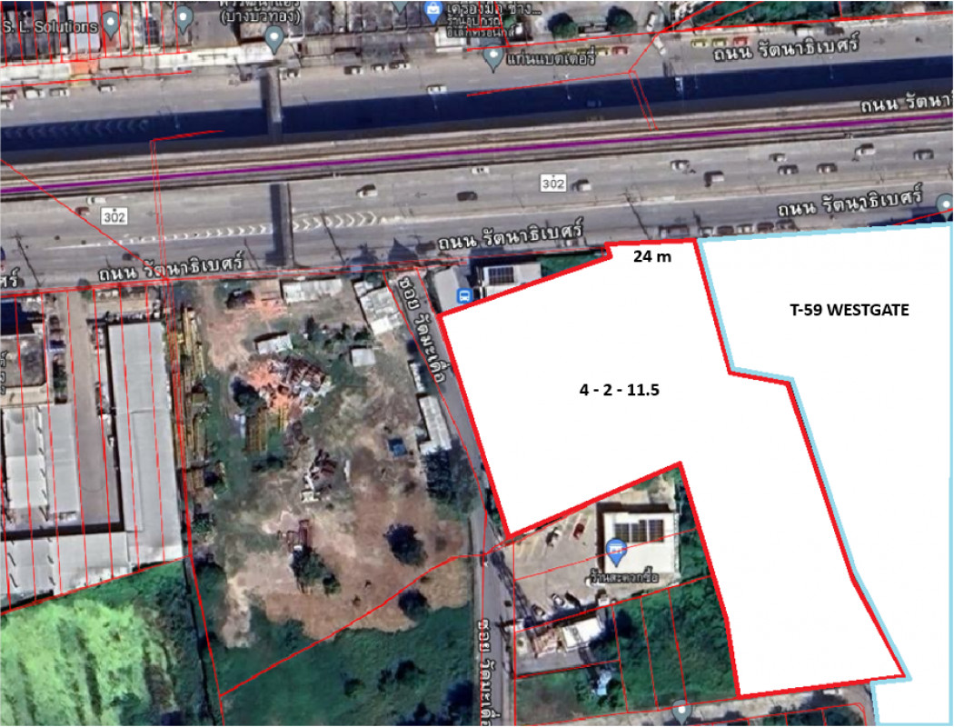 ภาพขาย ที่ดิน ติดถนนรัตนาธิเบศร์ 24 เมตร ใกล้สถานีรถไ