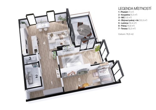 Prodej bytu 3+kk 81 m²